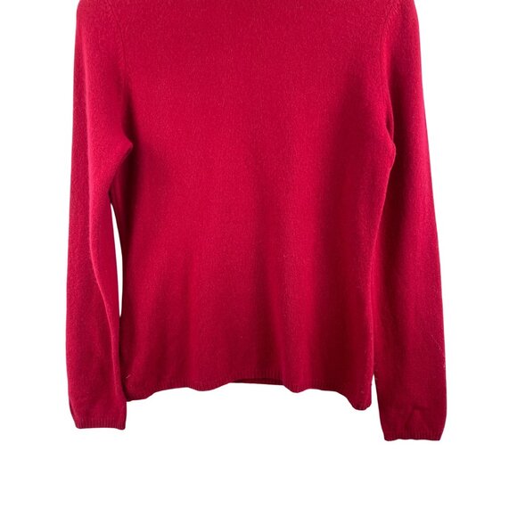 Ann Taylor Women's Medium 100% Cashmere Roll Turtleneck Long Sleeve Sweater Red - Picture 3 of 11